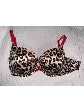 Victoria’s Secret women’s very sexy padded plush bra animal print pink/red